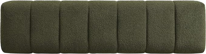 Christopher Knight Home Manila 64" Boucle Dining Bench, Upholstered Ottoman Bench, Rectangular Dining Seat, Spacious Seating, Long Footstool for Living Room Dining Room, No Assembly Needed, Green