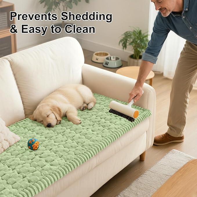 Smiry Couch Covers for Dogs Washable, Non Slip Fuzzy Pet Couch Covers for Sofa, Soft Thick Sofa Slipcovers Furniture Protector Pet Friendly (Sage Green, 27.6" x 70.9")