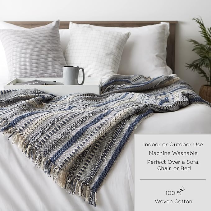 DII Chevron Throw Collection Handloomed Cotton, 50x60, Artichoke
