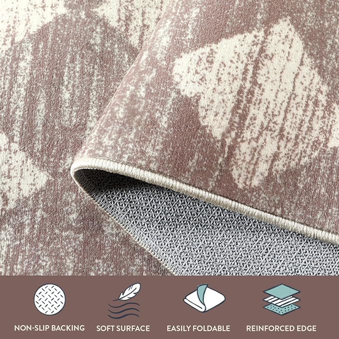 Lahome Zelie Moroccan Treills Area Rug - 2x3 Small Beige Bathroom Rug Door Rugs for Entryway Indoor, Checkered Washable Non Slip Throw Carpet for Bathroom Powder Room Kitchen Bedroom Front Door