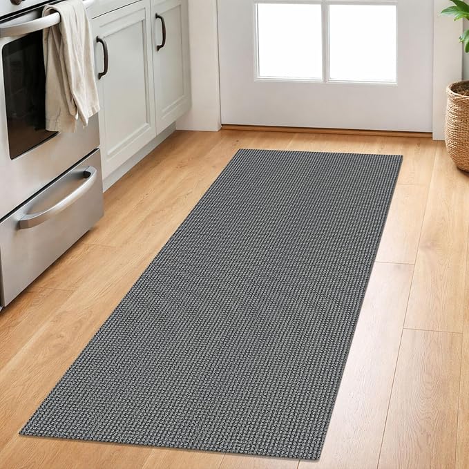 IOHOUZE Washable Runner Rug 2x5 Non Slip Runners for Hallways Entryway Runner Indoor, Kitchen Throw Rug Woven Cotton Floor Carpet for Hall Entrance Bedroom, Dark Grey