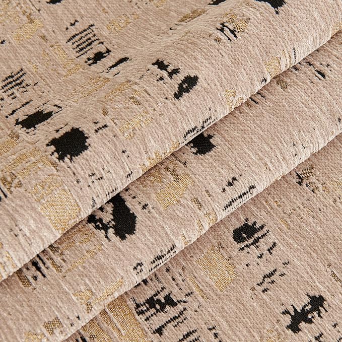 DREAMINGO Abstract Chenille Couch Cover Blanket Coffee Black Boho Sofa Cover, Washable Furniture Protector, Universal Slipcover for Couch, Geometric Brushstroke Jacquard, XX-Large 71"x150"