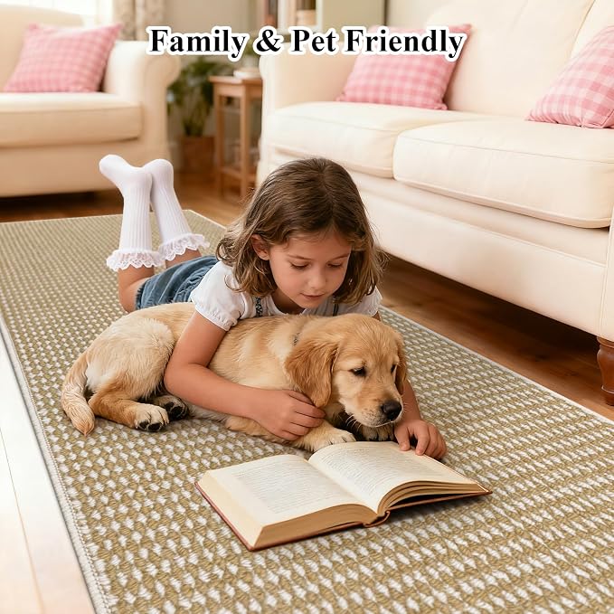 HEBE Runner Rug for Hallway Non Slip Washable, 2'x6' Low Pile Carpet Runner for Kitchen Bathroom Bedroom Laundry, Stain Resistant Entryway Rug Runners Bedside Area Rugs