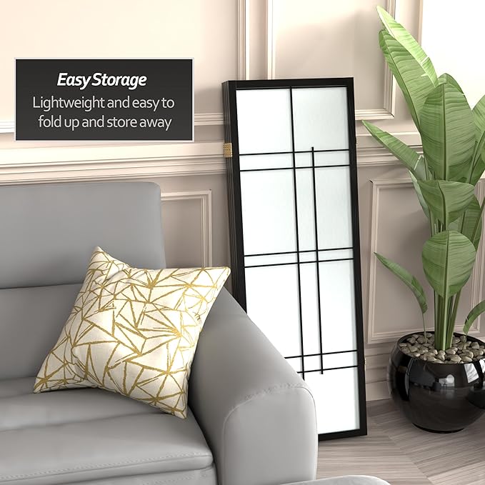 4 ft. Short Eudes Shoji Screen - Black - 4 Panels