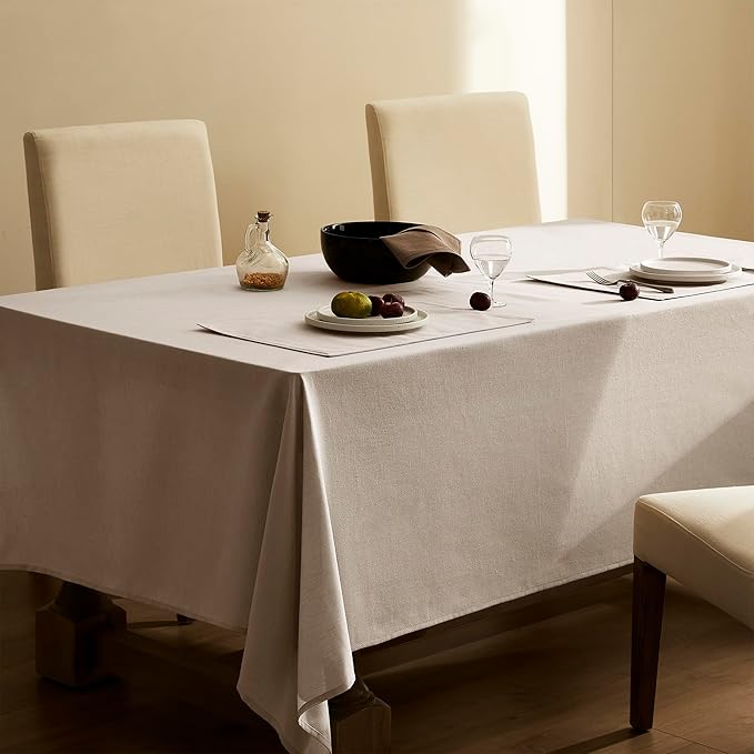 Khaki Textured Linen Rectangle Table Cloth Burlap Tan Fabric Tablecloth Rectangular Dining Table Cover Kitchen Decorations Boho Farmhouse Linen Tablecloths for Rectangle Tables 60x90 Inch