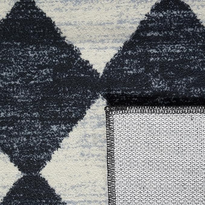 Lahome Zelie Moroccan Trellis Area Rug, 2x3 Small Black Checkered Entryway Rug Non Slip Kitchen Mat, Stain Resistance Indoor Modern Floor Soft Throw Carpet for Front Door Bathroom Sink Bedroom