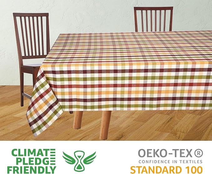 Urban Villa Checkred Tablecloth Buffalo Check Table Cloth Tabletop Cover Kitchen Dining Tablecloth 100% Cotton Great Parties Wedding Holiday Dinner Rectangle 60X84 Inches 6-8 Seats Table Cloth