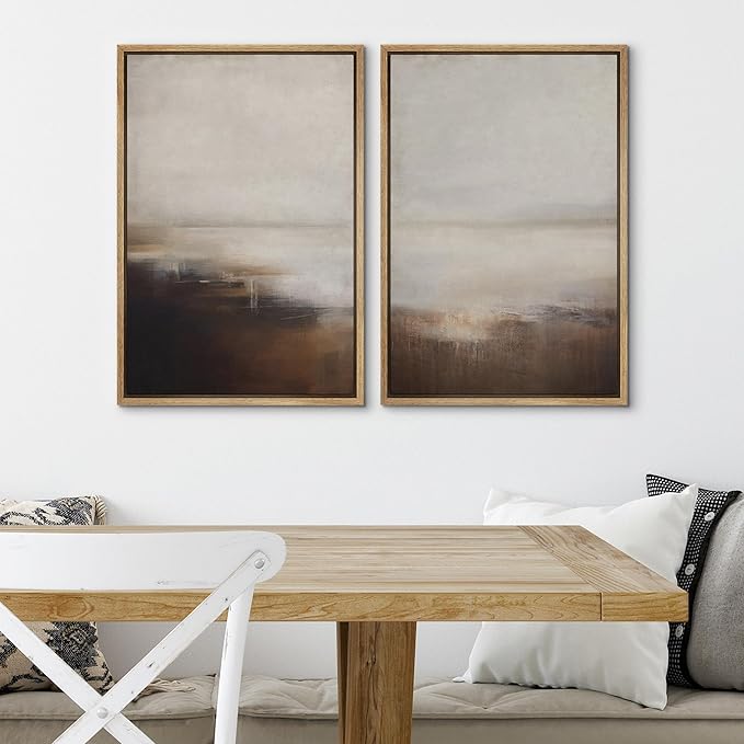 SIGNWIN Framed Canvas Print Wall Art Neutral Landscape Subtle Brown and Gray Tones Illustrations Modern Art Decorative Contemporary for Living Room, Bedroom, Office - 24"x36"x2 Natural
