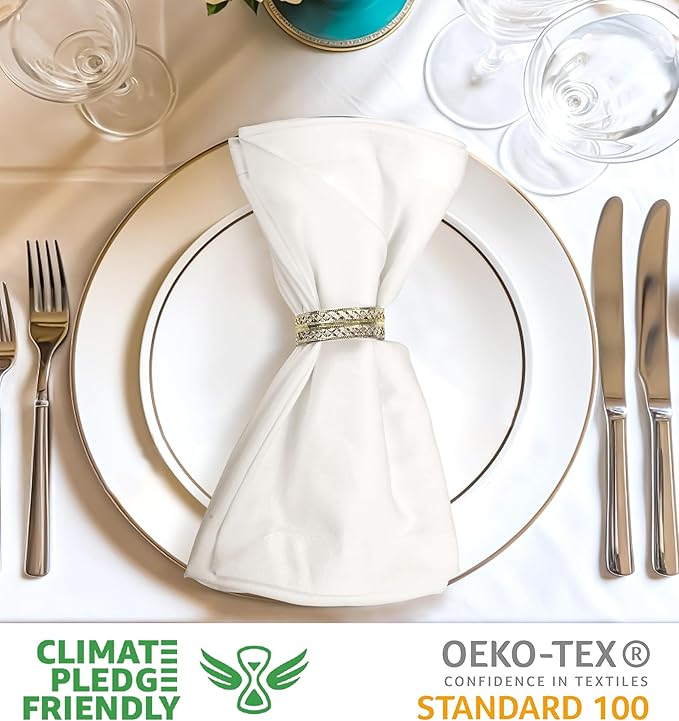 Urban Villa Cloth Napkins 100% Cotton Highly Absorbent Washable Durable Reusable Premium Dinner Napkins Ideal for Gifts for Mothers Day Hotel Farmhouse Parties - Ivory (18" x 18", Set of 12)