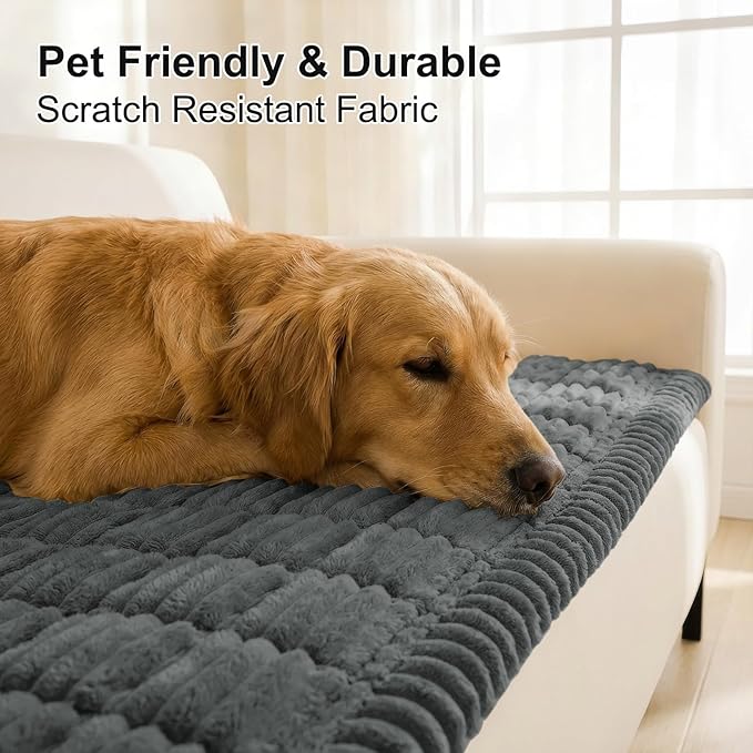 Smiry Couch Cover for Dogs, Non Slip Washable Sofa Protector for Pets, Soft Furniture Cover for Pet, Stylish Sofa Covers, Cozy Protect Against Fur, Dirt & Everyday Messes (Dark Grey, 35.4" x 88")