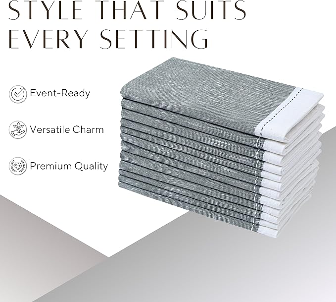 Palisa Cotton Cloth Dinner Napkins Set of 4 Contrast Boarder Napkin for Dinning Table Linen Decor Everyday Party Use Wedding Reception Farmhouse 18x18 Inch – Dark Olive