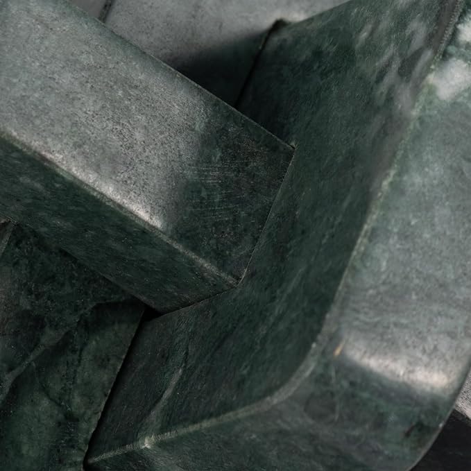 Marble Knot Sculpture for Living Room Decor - Home Tabletop Accent for Bathroom, Office, Shelf, Entryway, and Console Display - Intertwined Stone Ornament for Coffee Table Decor - 6", Green