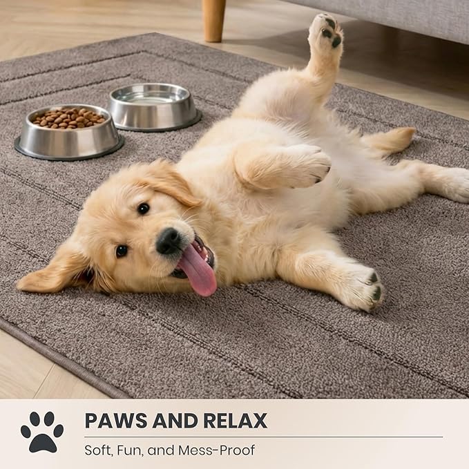 PURRUGS Dirt Trapping Door Mat 32" x 47", Non-Slip/Skid Machine Washable Entryway Rug, Dog Doormat, Super Absorbent Welcome Mat for Muddy Wet Shoes and Paws, Grayish Brown