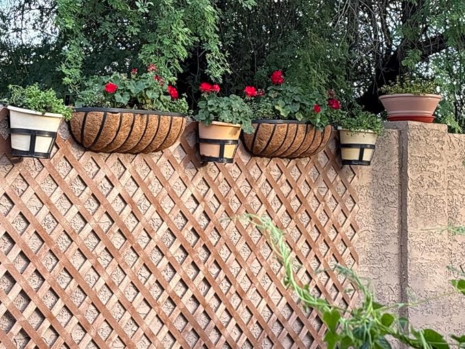 36 Inch Window Box Planters 2 Pack with Coco Liners, Rustproof Metal Hanging Flower Boxes for Outdoor Railing, Fence and Window Sill （2 Pack）