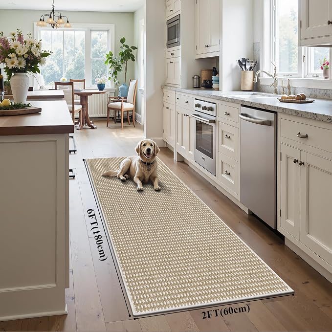 HEBE Runner Rug for Hallway Non Slip Washable, 2'x6' Low Pile Carpet Runner for Kitchen Bathroom Bedroom Laundry, Stain Resistant Entryway Rug Runners Bedside Area Rugs