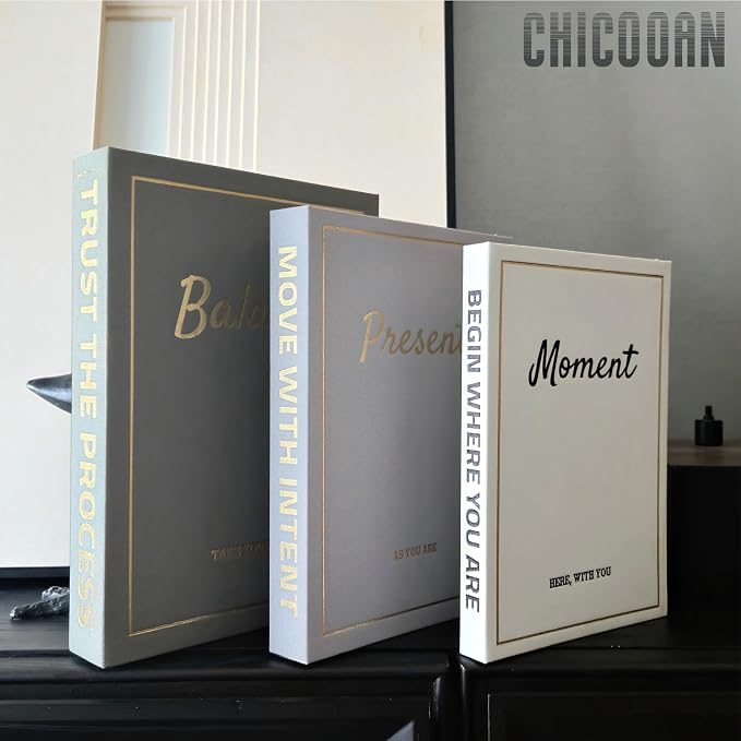 Set of 3 Decorative Books, Coffee Table Books Decor, Linen Fake Book Boxes for Decoration, Bookshelf Neutral Minimalist Aesthetic Decor