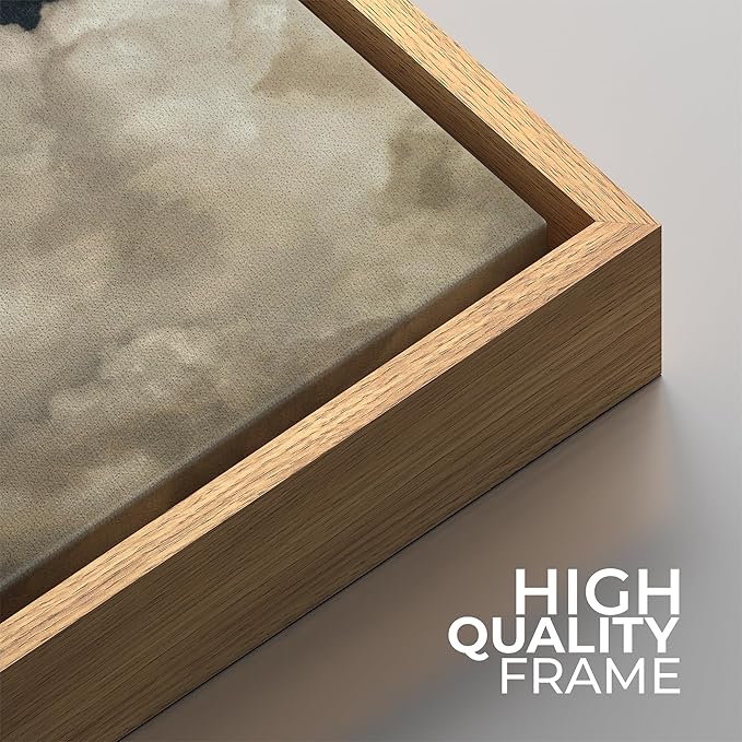 SIGNFORD Framed Canvas Print Wall Art Set Vintage Cloud Soft Neutral Sky Illustrations Modern Art Minimal Relax/Calm for Living Room, Bedroom, Office - 16"x16"x2 Natural