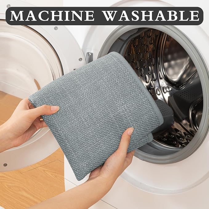 YIHOUSE Light Grey Bathroom Rug Sets 3 Piece, Absorbent Bath Mat for Bathroom Non Slip Washable, Bathroom Mat Quick Dry, Thin Bath Rug Set for Toilet and Floor
