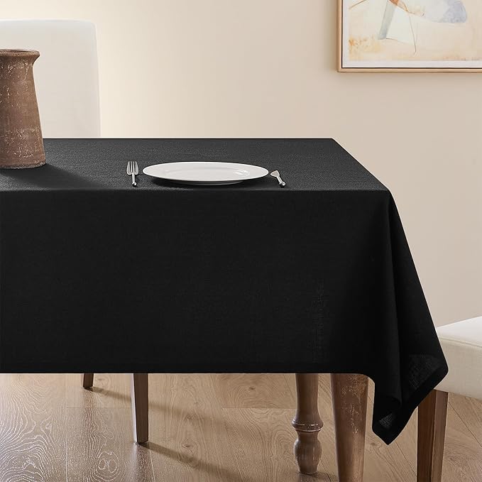 Black Rectangle Tablecloth 55 x 72 Inch Small Linen Table Cloth Wrinkle Resistant Washable Fabric Cloth Tablecloth for Buffet 4 Ft Table Holiday Party Dinner Wedding