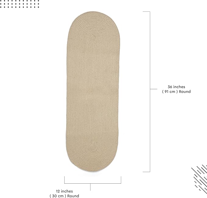 Encasa XO Dining Table Runner | Handmade Ribbed Style Cotton | 12x36 in | Beige | for Coffee & Center Table