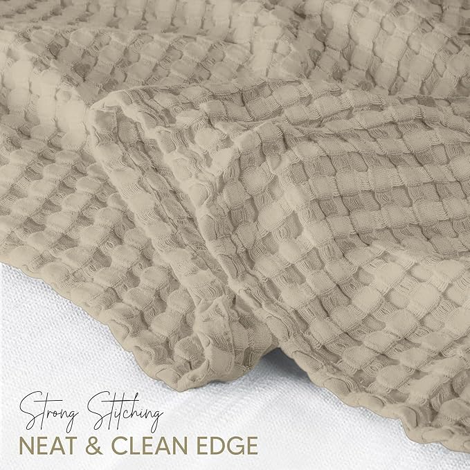 Utopia Bedding 100% Cotton Waffle Weave Blanket Twin Size for Bed - Lightweight, Breathable Summer Blankets for Couch Sofa Soft and Cozy, Gift for Mother’s Day Home Decor (Khaki, 90x72 Inch)