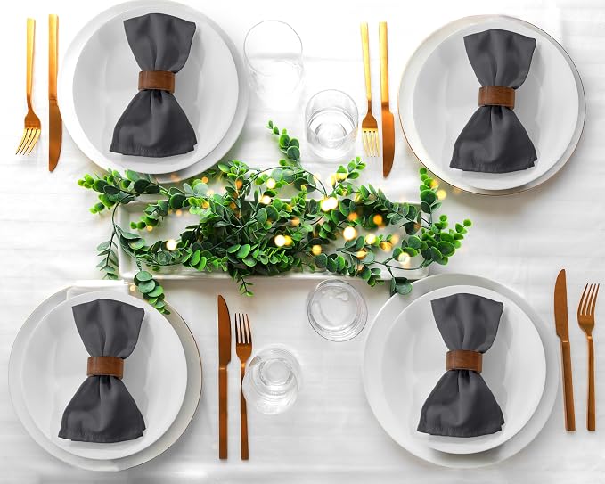 Zoyer Cloth Napkins Set of 12, 18x18 Inches Cotton Enrich Napkins Cloth ‎Washable, Soft & Durable Dinner Napkins for Parties, Wedding, Christmas, ‎Thanksgiving & Everyday Use - Dark Grey