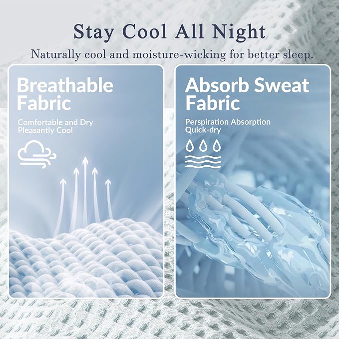 Exclusivo Mezcla Pre-Washed 100% Cotton Waffle Blanket Twin Size for Bed, 330GSM Lightweight Breathable Summer Blankets, Soft and Cozy, Home Decor, Ice Blue, 60x80 Inches