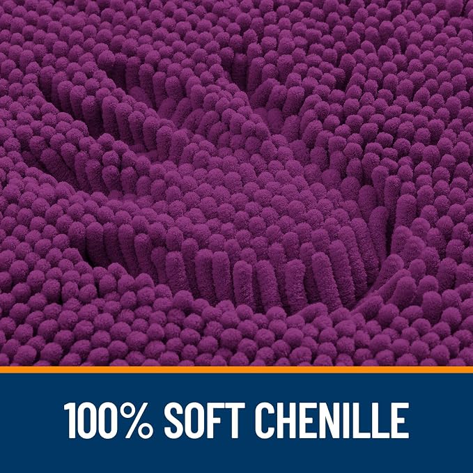 OLANLY Bathroom Runner Rugs 47x20, Extra Soft Absorbent Chenille Bath Rugs, Rubber Backing Quick Dry, Machine Washable Long Bath Mats for Bathroom Floor, Tub and Shower, Home Decor Accessories, Purple