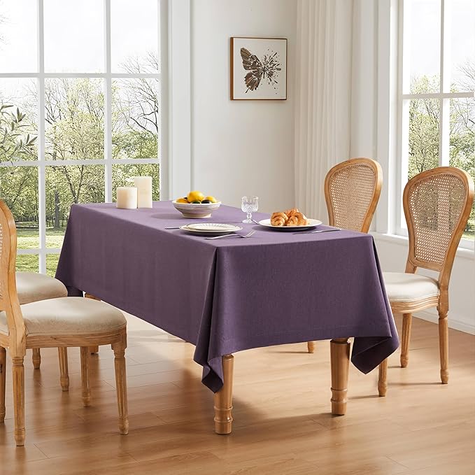 ZeeMart Basic Linen Textured Table Cloth, 60 x 60 Inch Purple, Farmhouse Style Purple Square Tablecloth, Wrinkle Resistant Washable Heavy Weight TableCloths