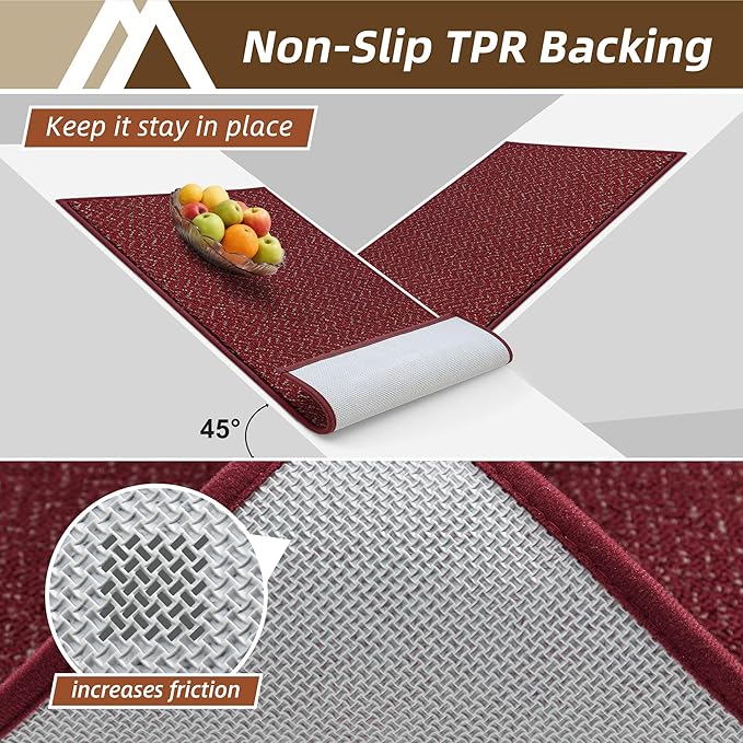 COSY HOMEER-Door-Mat 36"x60" Non Slip Absorbent Entryway Rugs Dirt Trapper Doormats Washable Entrance Mats Low Pile Welcome Floor Mat for Front Back Door and Entry Mats,Red