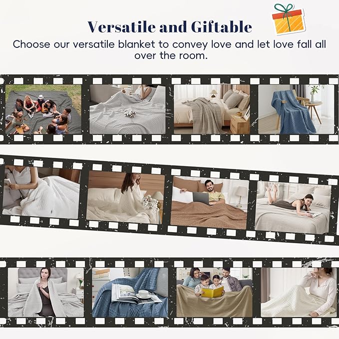PHF 100% Cotton Waffle Weave Blanket Twin Size for Bed, Soft Lightweight & Breathable for Spring and Summer, All-Season Comfort, Luxury Aesthetic Blanket for Home Decor, 66"x90", Wine Red