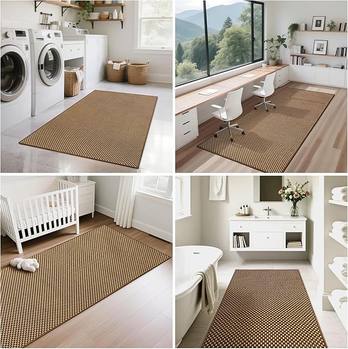 YDKGL 2x5 ft Hallway Runner Rug Boho Woven Washable Kitchen Runner Rugs Mat Non Slip, Soft Entryway Laundry Hall Runner Floor Carpet for Indoor Backdoor Bedroom Kitchen Living Room, Dark Brown/Coffee