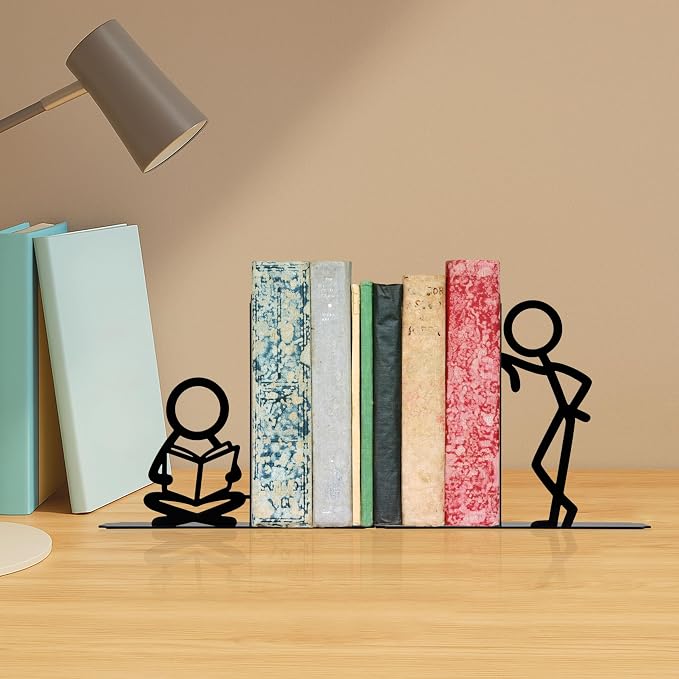 Unique Bookends for Shelves – Fun & Decorative Book Ends, Cute Kids Bookends – Book Holders for Bookshelves & Home Decor, Book Lovers Gift