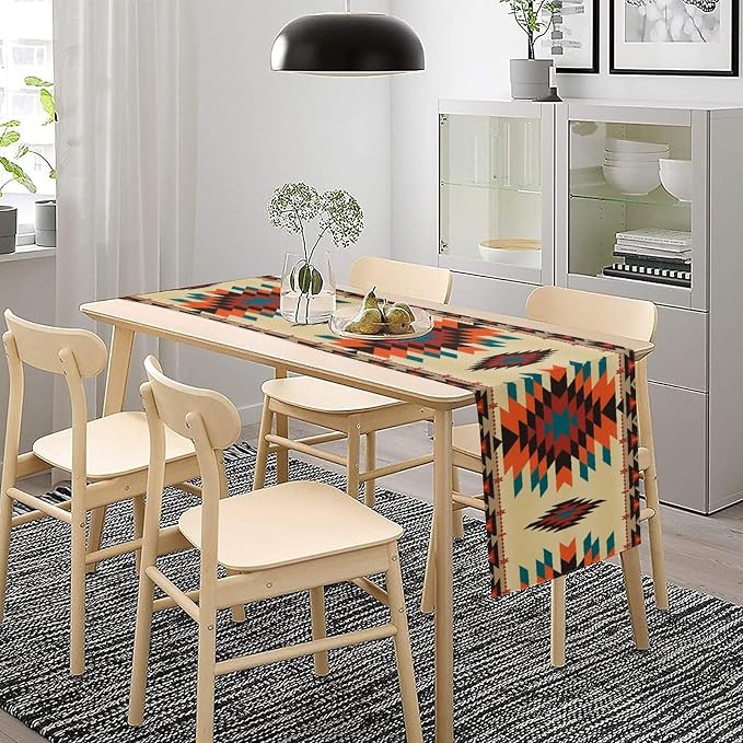Aztec Southwest Table Runner, Ethnic Style Design Geometric Triditional Kitchen Table Runners Table Setting Decor for Garden Farmhouse Wedding Party Holiday 13x36 Inch