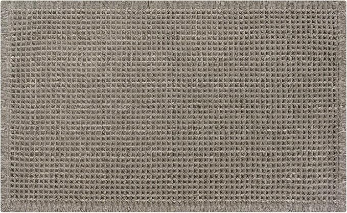 Waffle Bath Mat - Boho Bathroom Rugs Non Slip Washable, Super Absorbent & Quick Dry, Small Bath Mats Farmhouse Bathroom Decor, 18'' x 30'', Olive Green