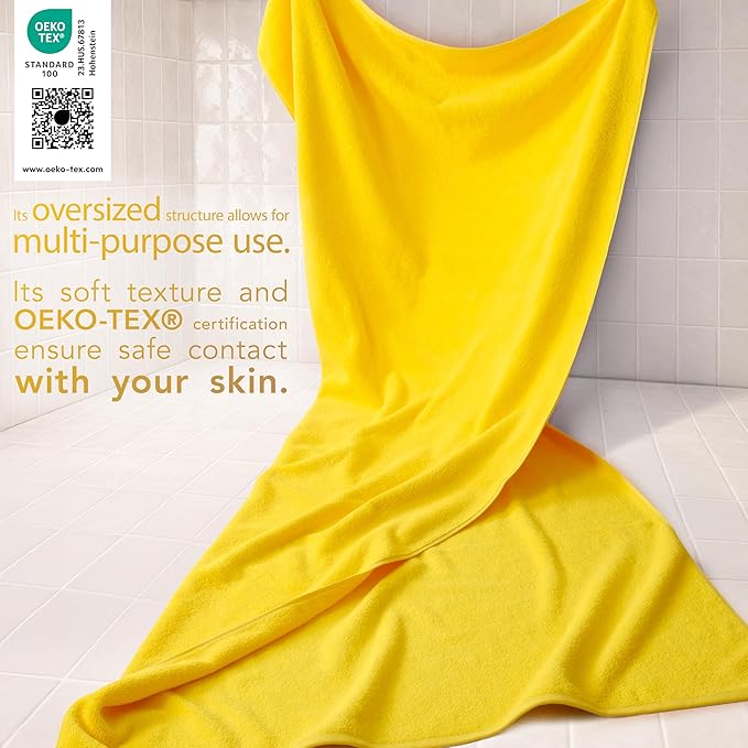 Cotton Paradise 100% Cotton Turkish Towel Set, Soft Absorbent Quick Dry, 40x80 Oversized Bath Sheet Towel, Yellow