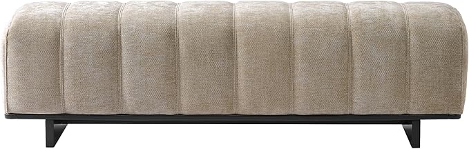 Christopher Knight Home Lamie Chenille Upholstered Dining Bench, Wooden Entryway Bench, Long Sofa Footstool for Living Room, Bedroom End of Bed Bench, Oatmeal+Black