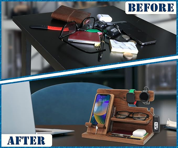 Personalized Best Boss Gifts for Women, Men - Wood Docking Station, Nightstand Organizer, Gift Ideas for Special Anniversary, Birthday, Gifts for Female Boss, Gifts for Boss, Christmas