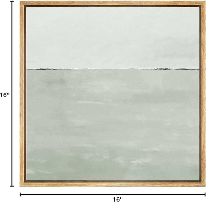 SIGNWIN Framed Canvas Print Wall Art Watercolor Abstract Gray Landscape Nature Shapes Illustrations Modern Art Decorative Contemporary Minimal for Living Room, Bedroom, Office - 16"x16" Natural
