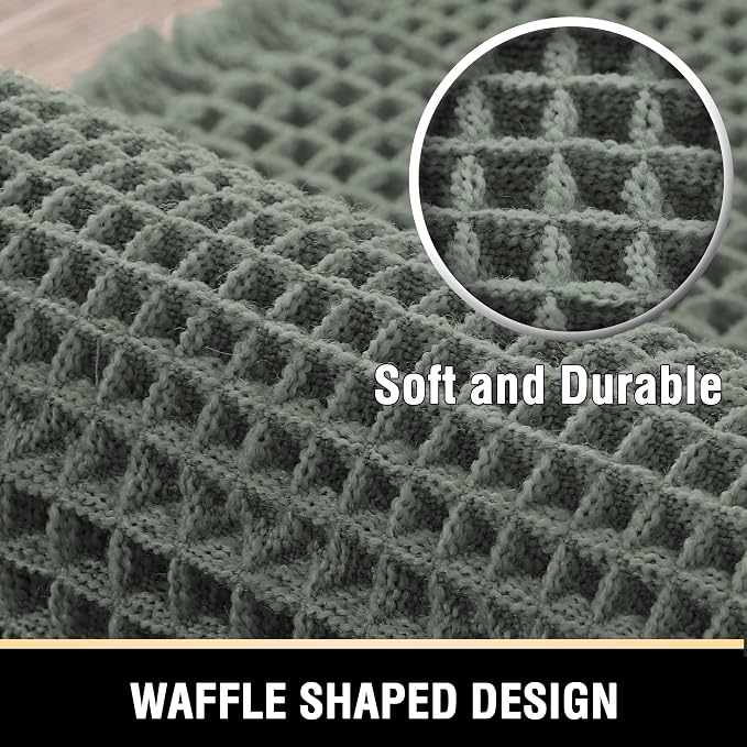 H.VERSAILTEX Waffle Bath Mat Super Absorbent Bathroom Mats Non Slip Bath Rugs for Bathroom Floor Machine Washable Dry Fast Bathroom Rugs for Beside Tub, 24" x 60", Lichen