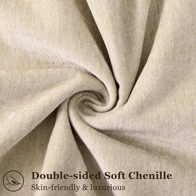 decorUhome Summer Couch Throw Pillow Covers 12x20 Set of 2, Decorative Soft Velvet Modern Cozy Chenille Lumbar Pillow Cases with Elegant Design for Sofa Bed Living Room Home Decor, Beige