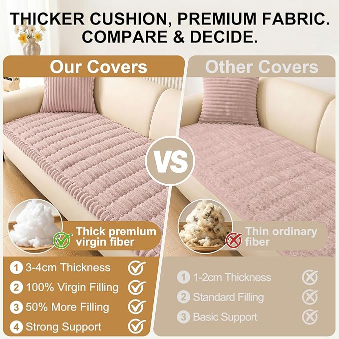 Smiry Couch Cover for Dogs, Non Slip Washable Sofa Protector for Pets, Soft Furniture Cover for Pet, Stylish Sofa Covers, Cozy Protect Against Fur, Dirt & Everyday Messes (Dusty Pink, 35.4" x 63")