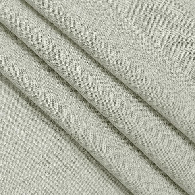 Nanspring Sage Green Curtains 80 Inches Length for Living Room Back Tab Rod Pocket Semi Sheer Linen Drapes Muted Neutral Boho Pale Green Linen Textured Window Curtain for Dining Room 52X80 Inch