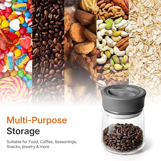 2-Pack Airtight Mason Jar with Silicone Ring, Upgraded Glass Storage Jars with lids, 17oz Wide Mouth Food Jars & Canisters for Coffee Grounds, Creamer, Candy, Sugar