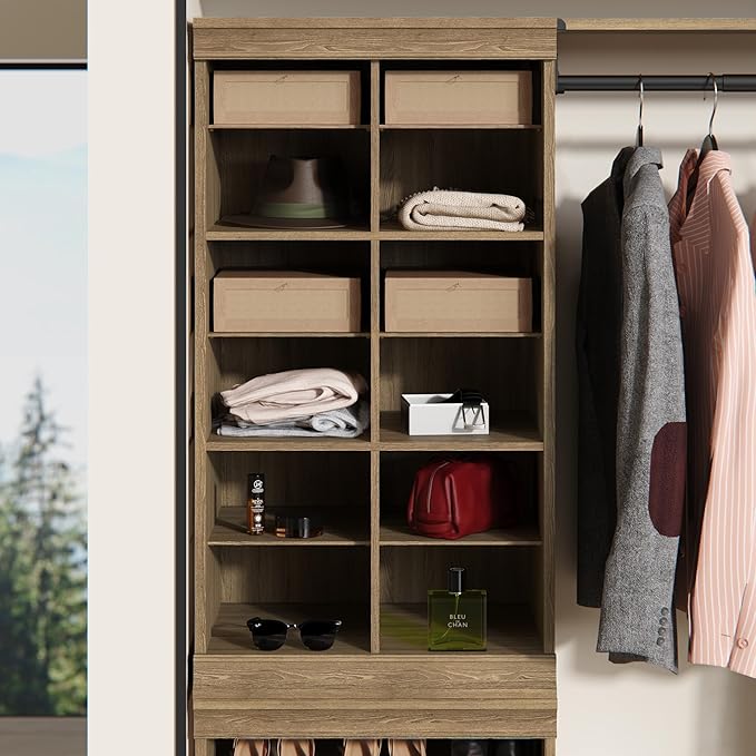 ClosetMaid Modular Storage 12-Shelf Unit with Dividers, Sand