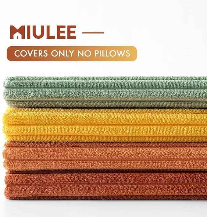 MIULEE Decorative Throw Pillow Covers 16x16 Inch Set of 4, Vibrant Cushion Covers Vintage Retro Home Decor, Mix and Match Color Clash Design for Sofa Couch Bed Living Room Yellow Rust Green