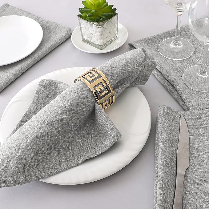 H.VERSAILTEX Linen Textured Cloth Napkins Set of 12 (18" X 18") Linen Textured Dinner Napkins Waterproof Extra Soft Thick Durable Reusable Napkins with Hemmed Edges, Heather Gray