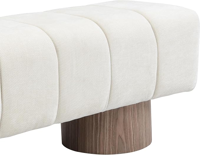 Christopher Knight Home Manila 50" Chenille Fabric Dining Bench for 2 People, Upholstery Ottoman Bench, End of Bed Footstool, Living Room Sofa Extra Seat/Footrest, No Assembly Needed, Light Beige