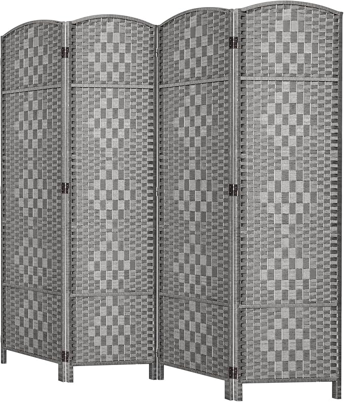 HALLYBEE Room Divider, Room Dividers and Folding Privacy Screens, 16in Privacy Screen, 4 Panel Temporary Wall Partitions, 6ft Space Separation Panel Screen, Grey