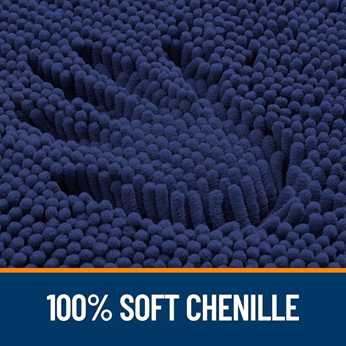 OLANLY Bathroom Rugs 30x18, Extra Soft Absorbent Chenille Bath Rugs, Rubber Backing Quick Dry, Machine Washable Bath Mats for Bathroom Floor, Tub and Shower, Home Decor Accessories, Twilight Sapphire